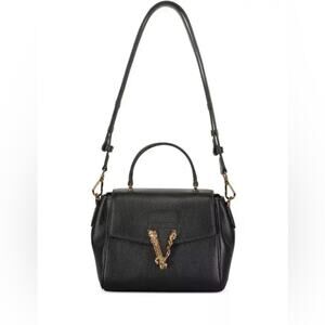 Versace Brown Virtus Leather Tote Bag Black NWT